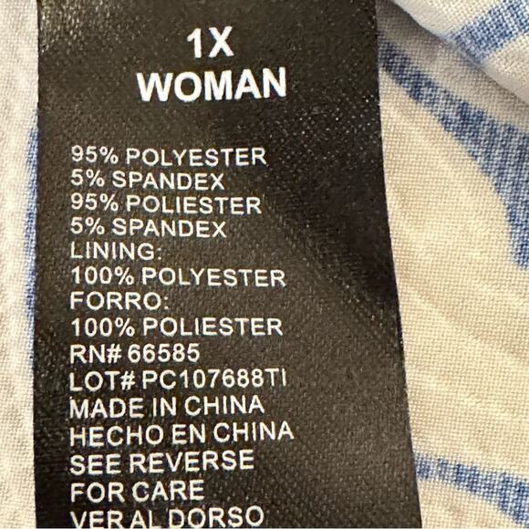 Perceptions Woman blue white midi sleeveless a-line dress size 1X
 b20 - Picture 3 of 4